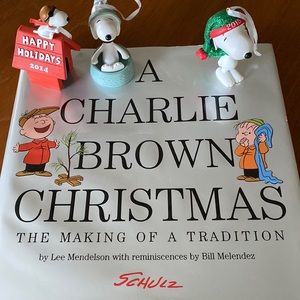 A Charlie Brown Christmas Book & 3 Snoopy Ornaments